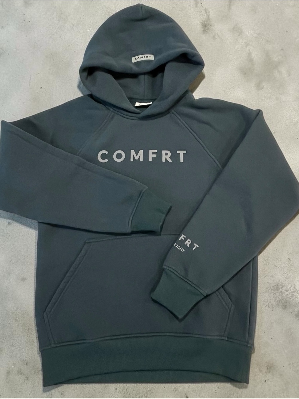 Comfrt Heavyweight Hoodie XS Green Unisex Pullover Sweatshirt Oversized Logo